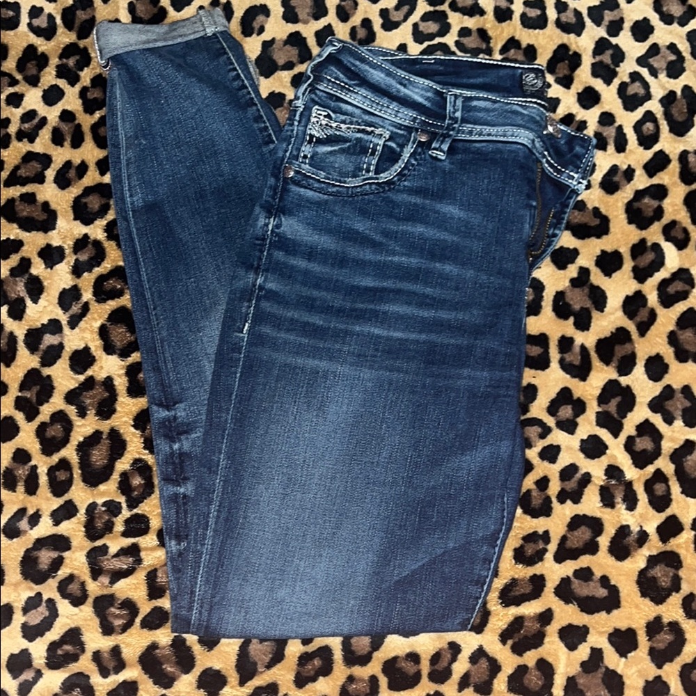 Silver Jeans Blue Skinny Jeans with Whiskering